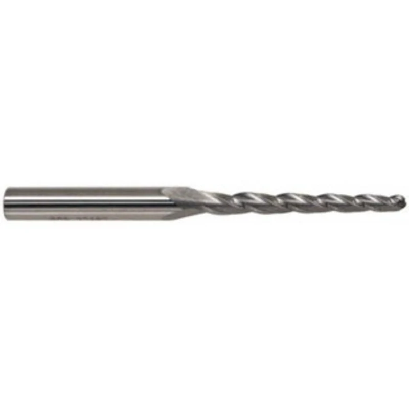 KYOCERA SGS 7 per Side 1/8 Small End Diam 1/2 LOC 3-Flute Solid Carbide Tapered Ball End Mill Uncoated, 1/4 Shank Dia...